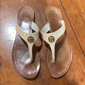 Tory Burch White Patent Sandals Sz 8